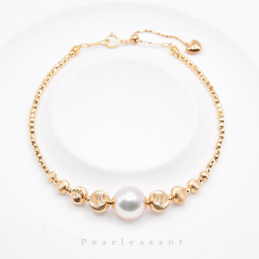 Hanadama Grade 9.0-9.5mm White Akoya Pearl Gradient Lumière Bracelet