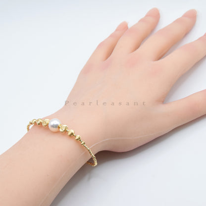 Hanadama Grade 9.0-9.5mm White Akoya Pearl Gradient Lumière Bracelet