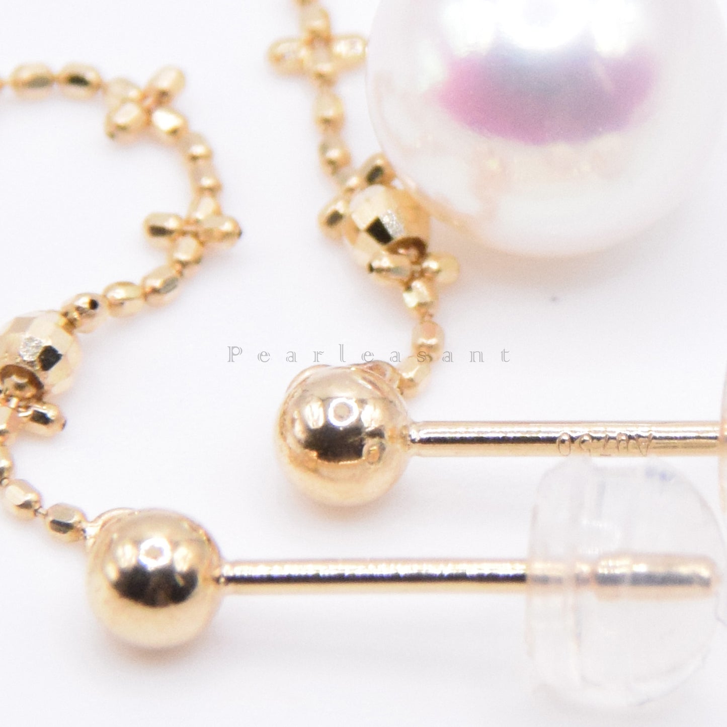 Hanadama Grade 7.5-8.0mm White Akoya Pearl Cross Chain Thread Earrings with Certificate