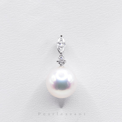 Hanadama Grade 8.5-9.0mm White Akoya Pearl Marquise Pendant