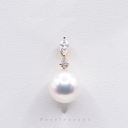 Hanadama Grade 8.5-9.0mm White Akoya Pearl Marquise Pendant