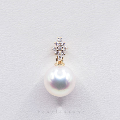 Hanadama Grade 8.5-9.0mm White Akoya Pearl Rhombus Pendant