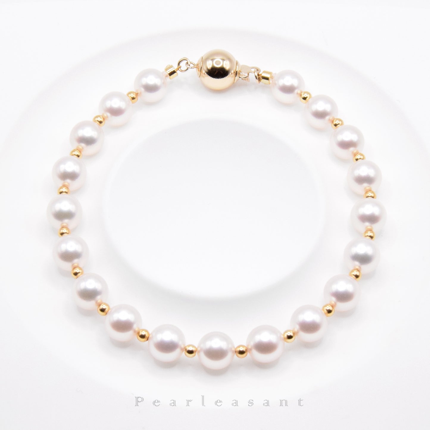 Hanadama Grade 6.5-7.0mm White Akoya Pearls Rhythm Bracelet