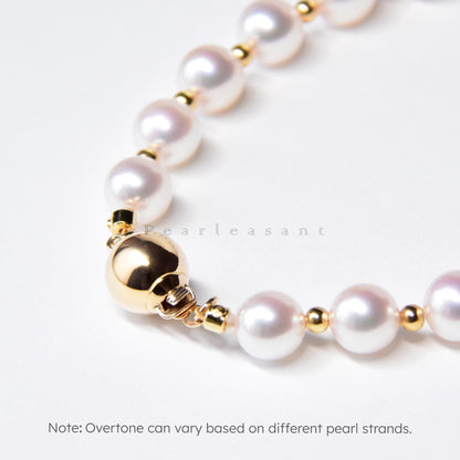 Hanadama Grade 6.5-7.0mm White Akoya Pearls Rhythm Bracelet
