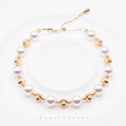Hanadama Grade 6.5-7.0mm White Akoya Pearl Stella Bracelet