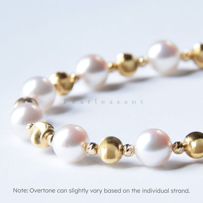 Hanadama Grade 6.5-7.0mm White Akoya Pearl Stella Bracelet