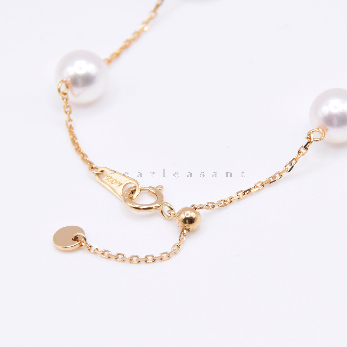 Hanadama Grade Five 6.5-7.0mm White Akoya Pearls Adjustable Station Bracelet