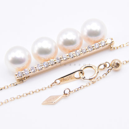 Hanadama Grade 6.5-7.0mm White Akoya Pearl Adjustable Balance Pendant with Certificate