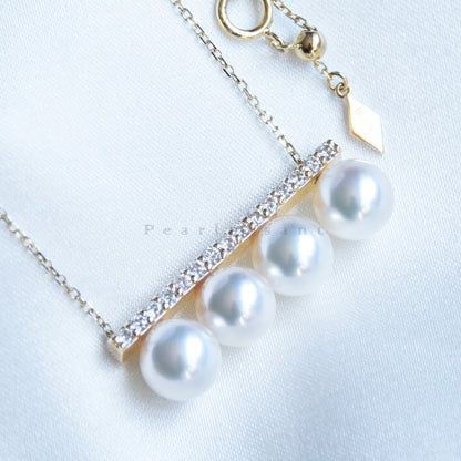 Hanadama Grade 6.5-7.0mm White Akoya Pearl Adjustable Balance Pendant with Certificate