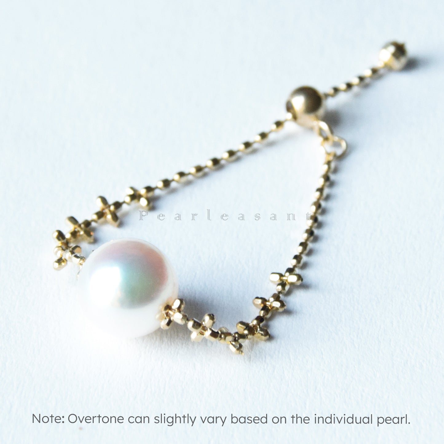 Hanadama Grade Super Luster 6.5-7.0mm White Akoya Pearl Adjustable Cross Chain Ring