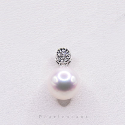 Hanadama Grade 8.5-9.0mm White Akoya Pearl Bubble Pendant