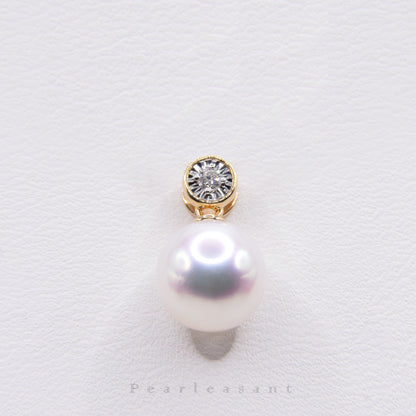 Hanadama Grade 8.5-9.0mm White Akoya Pearl Bubble Pendant
