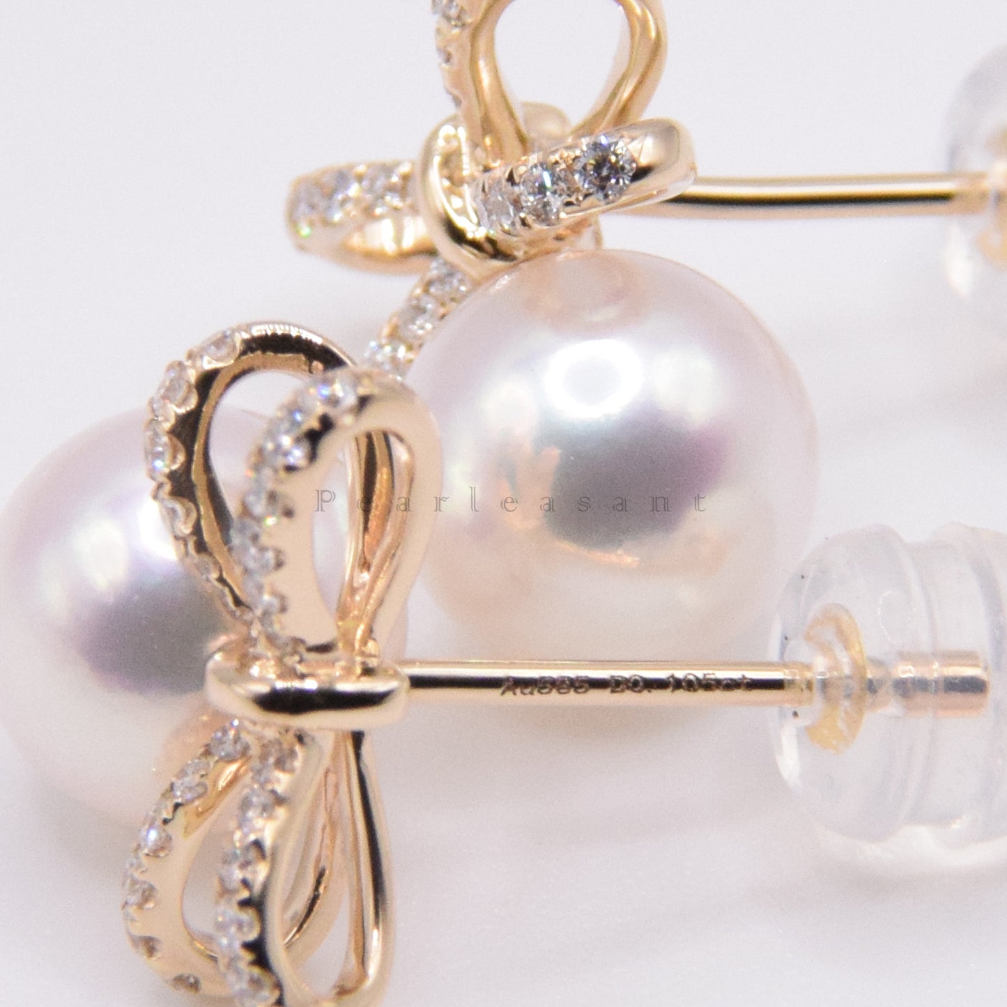 Hanadama Grade 7.0-8.0mm White Akoya Pearl Celestia Twin Bowtie Earrings with Certificate