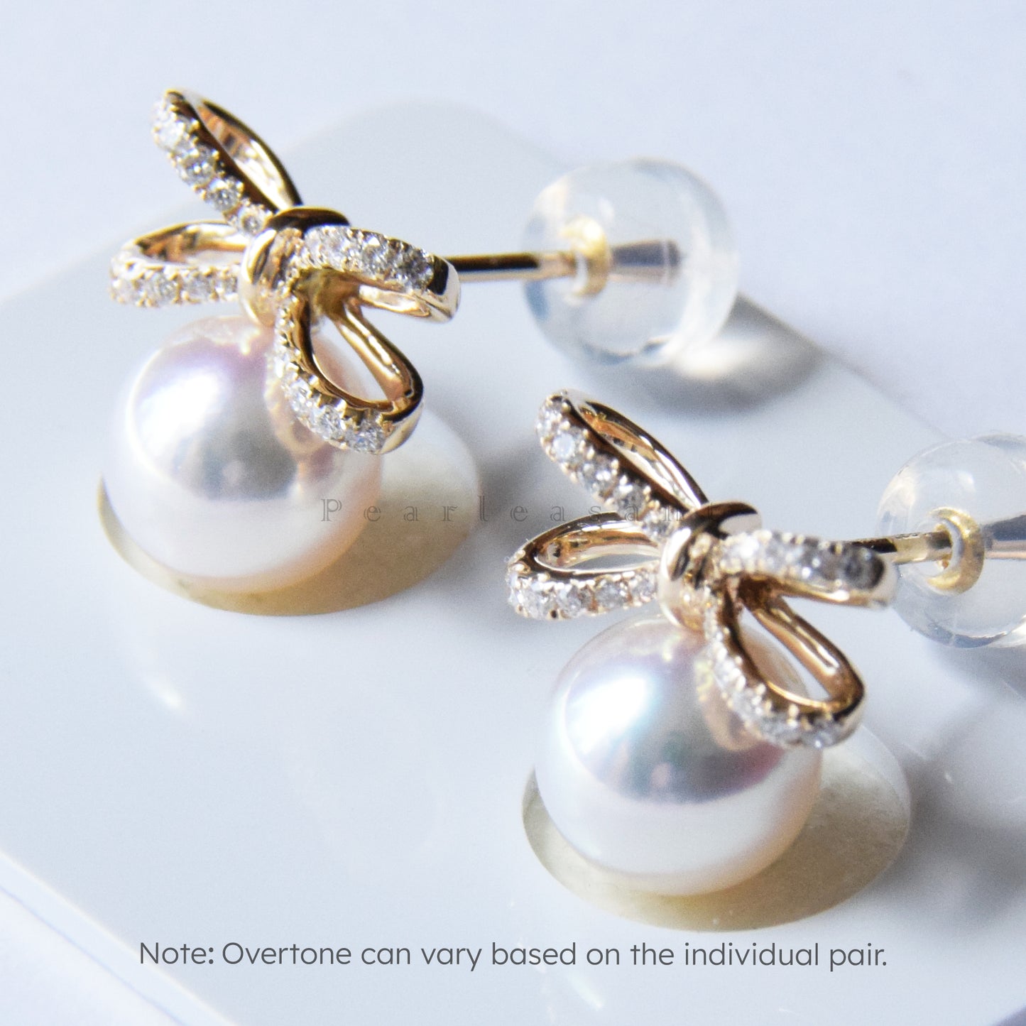 Hanadama Grade 7.0-8.0mm White Akoya Pearl Celestia Twin Bowtie Earrings with Certificate