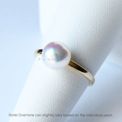 Hanadama Grade 8.0-8.5mm White Akoya Pearl Essential Ring with Certificate (Pre-order)