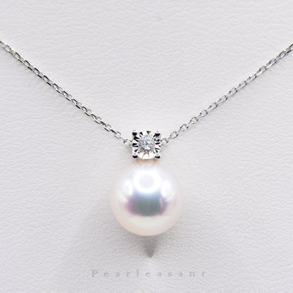 Sale Final - Hanadama Grade 8.5-9.0mm White Akoya Pearl Princess Pendant with Certificate