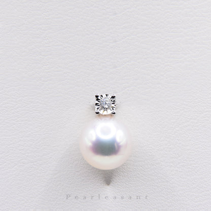 Hanadama Grade 8.5-9.0mm White Akoya Pearl Princess Pendant