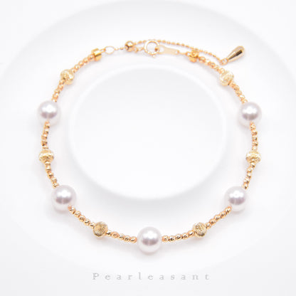 Hanadama Grade Five 6.5-7.0mm White Akoya Pearls Station Bracelet