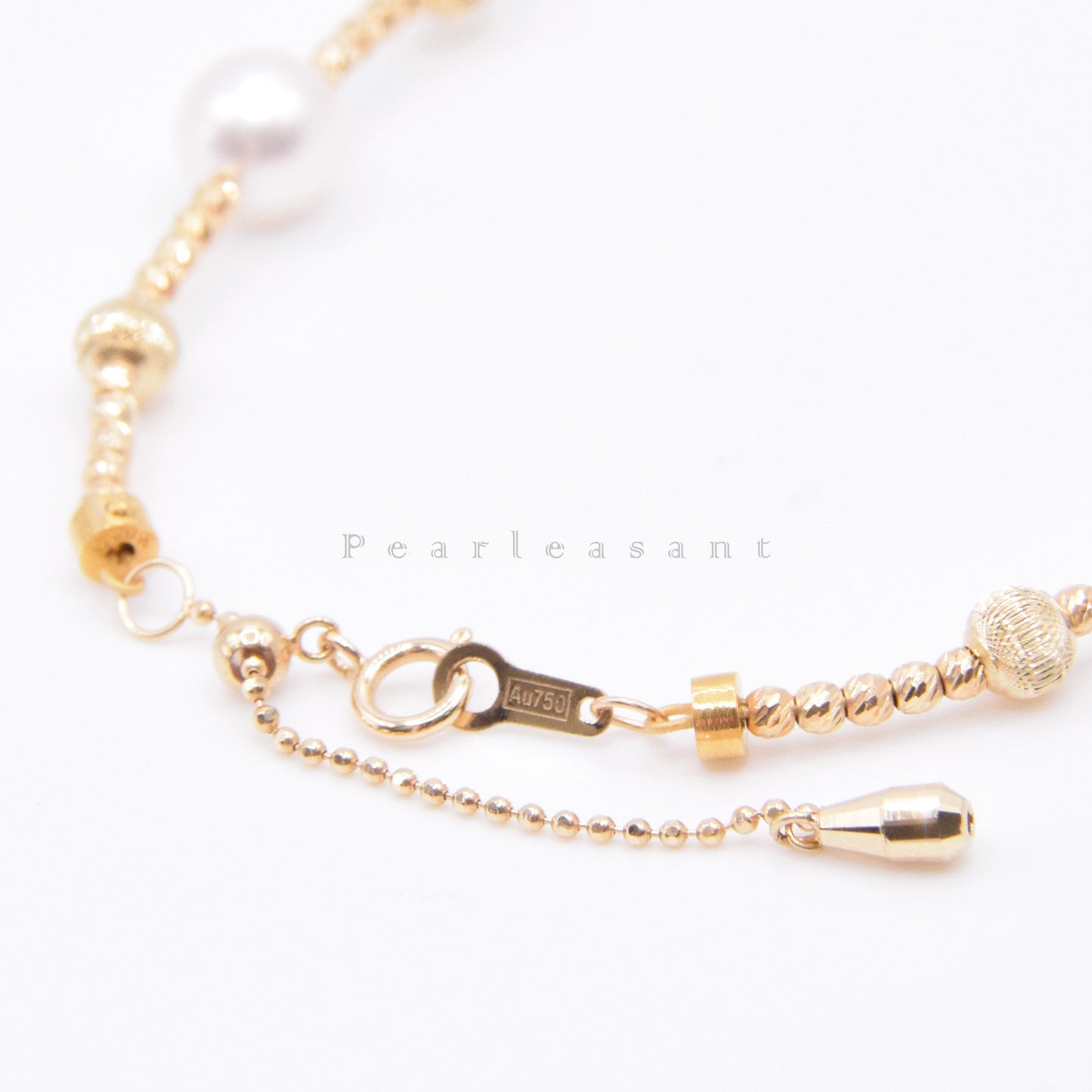 Hanadama Grade Five 6.5-7.0mm White Akoya Pearls Station Bracelet