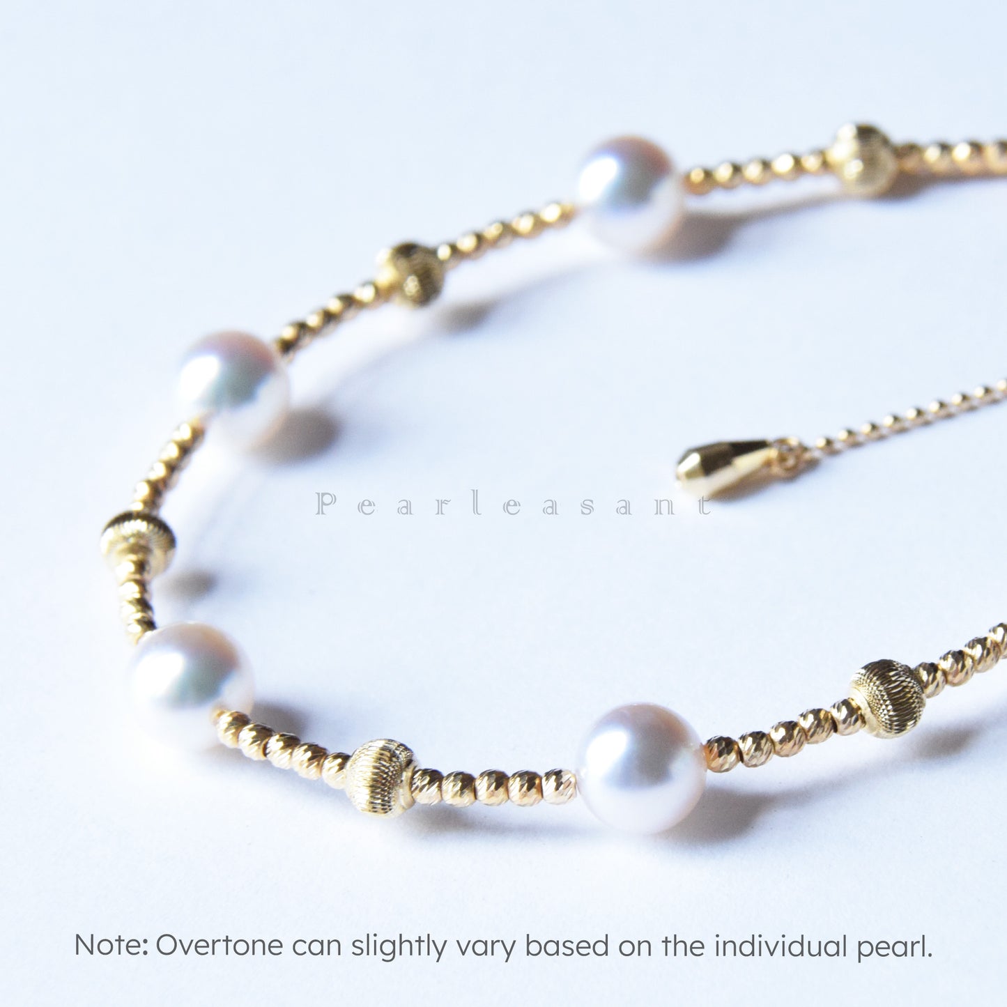 Hanadama Grade Five 6.5-7.0mm White Akoya Pearls Station Bracelet