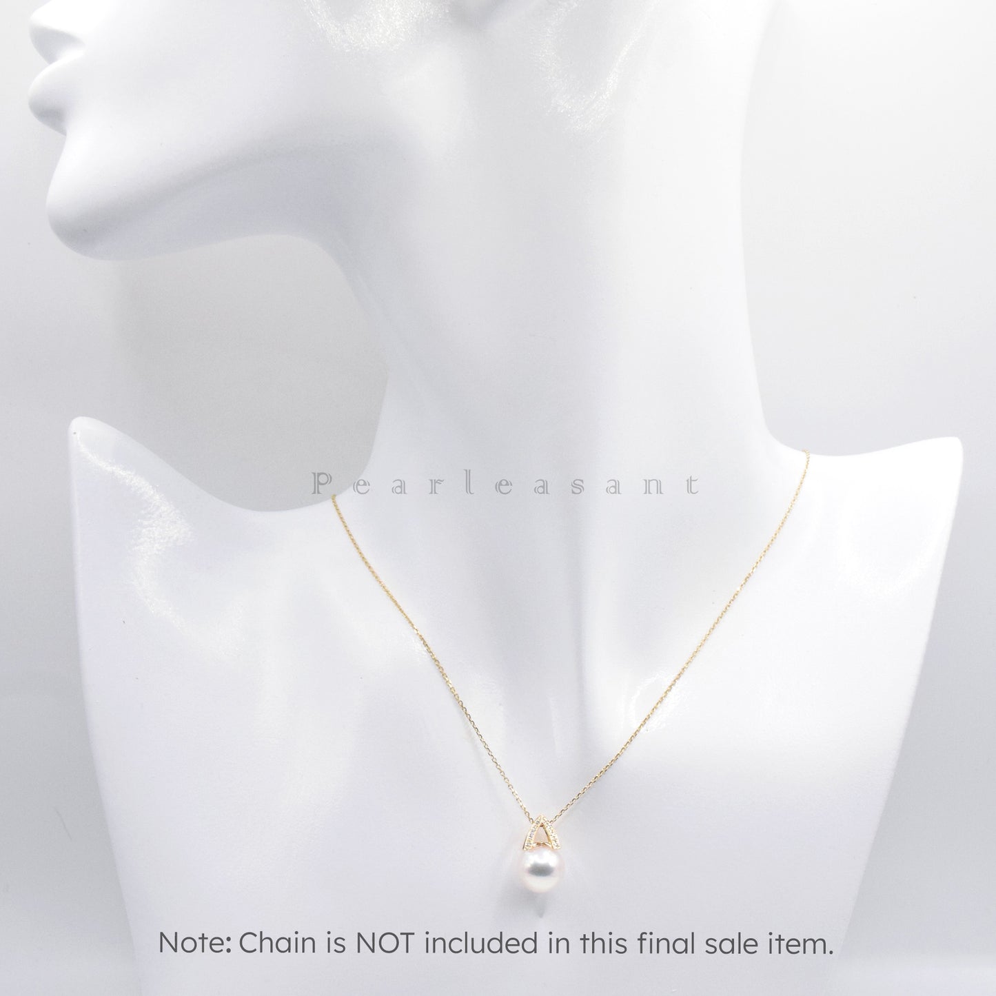 Sale Final - Exquisite 9.0-9.5mm White Akoya Pearl Crown Diamond Pendant Only