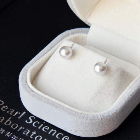 Madama PSL Certified 7.0-7.5mm Silver Akoya Pearl Earring Studs