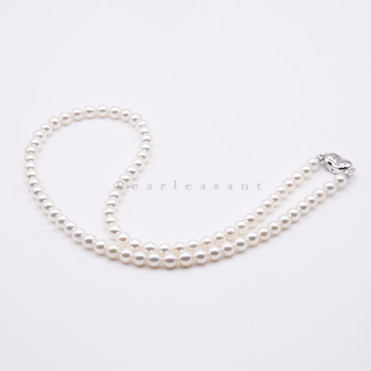 PSL Certified Rose 5.0-5.5mm Natural Snow White Akoya Pearl Necklace