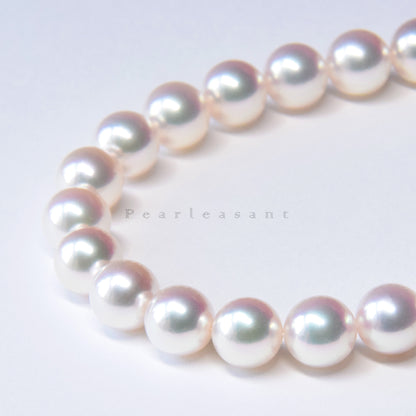PSL Certified Aurora Tennyo 7.5-8.0mm White Akoya Pearl Necklace