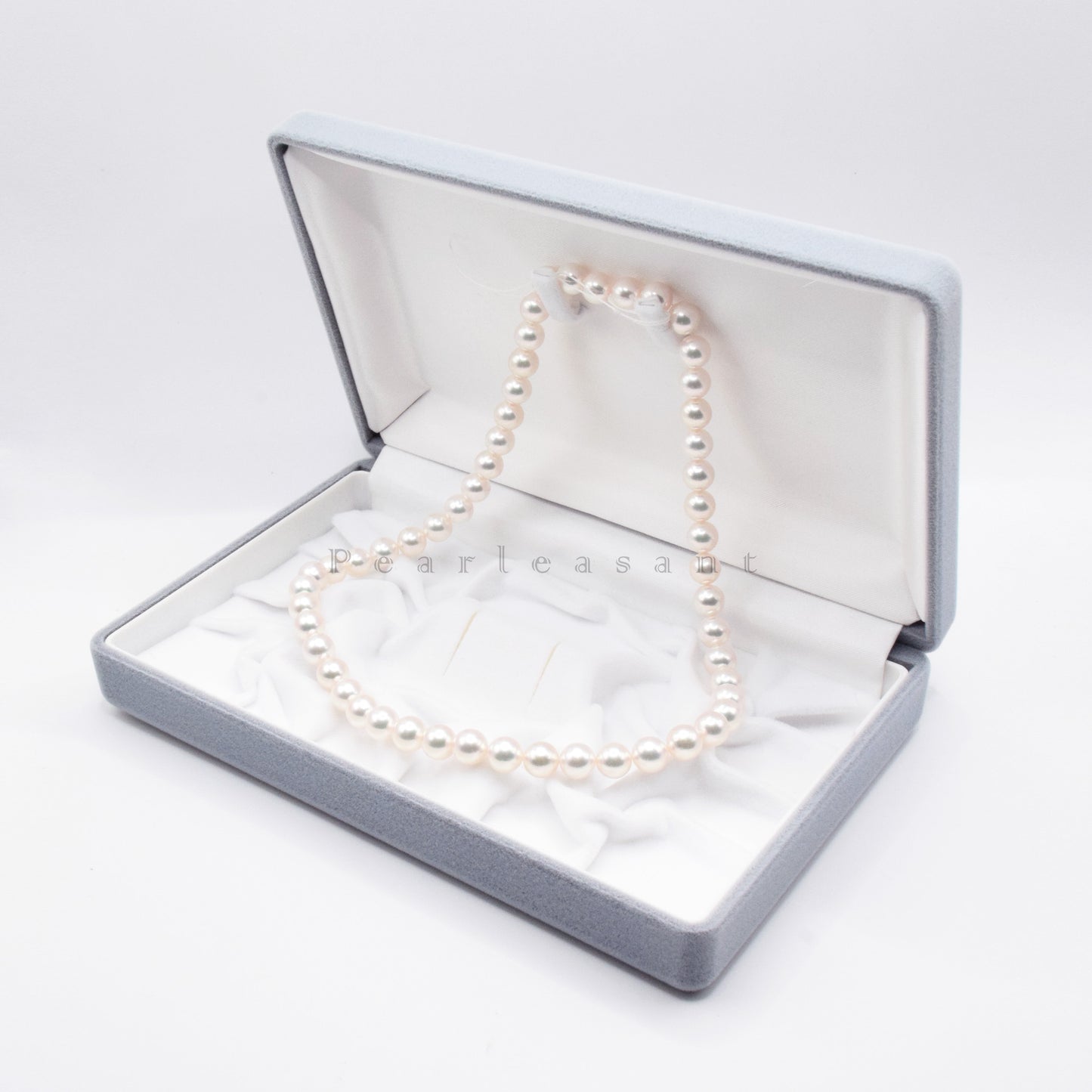 PSL Certified Aurora Tennyo 7.5-8.0mm White Akoya Pearl Necklace