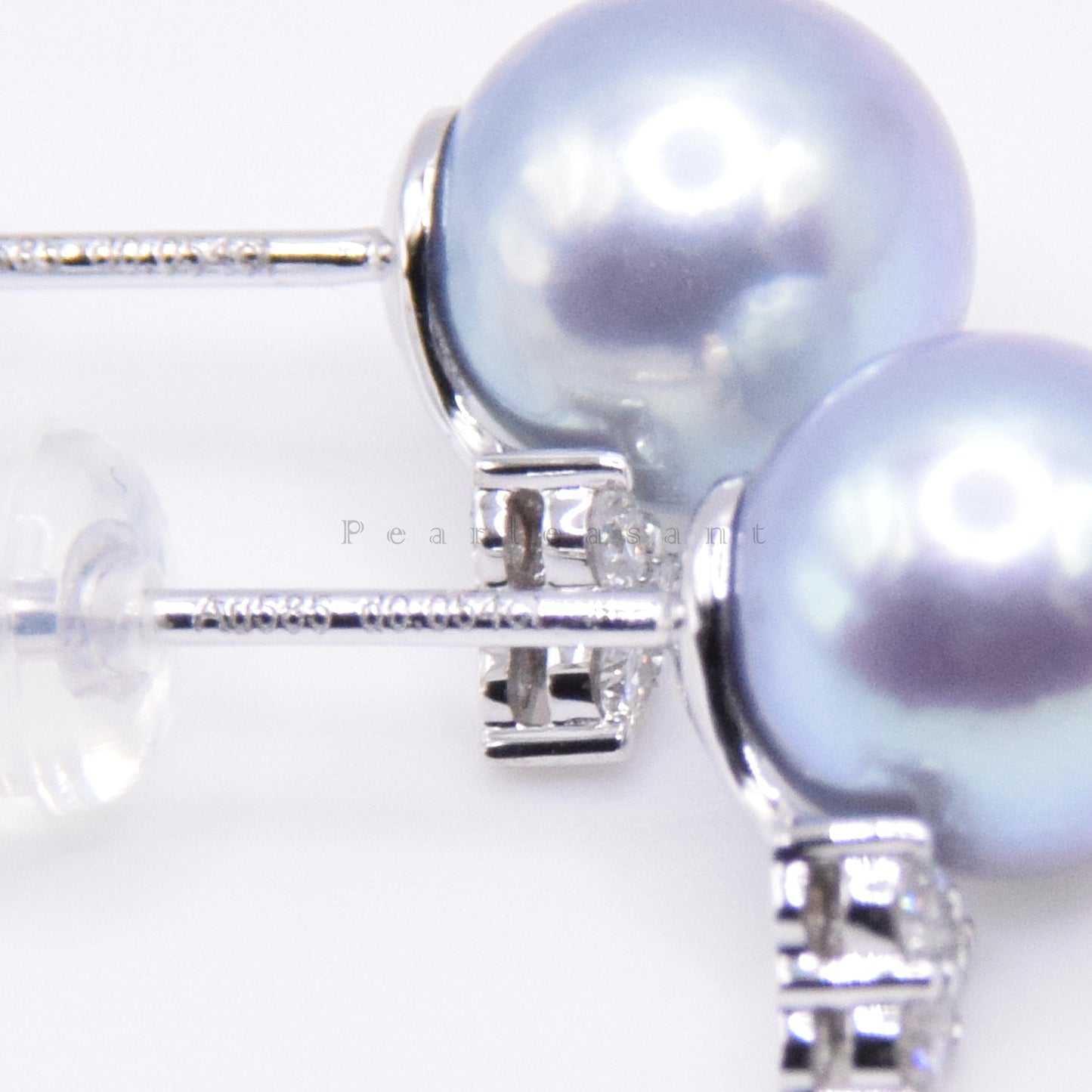 Sale Final - 5-star Grade Madama Blue Rose Color 7.5-8.0mm Akoya Pearl Trio Diamond Earrings