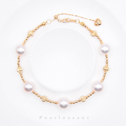 PSL Certified Tennyo Necklace Detached 7.5-8.0mm White Akoya Pearls Station Bracelet