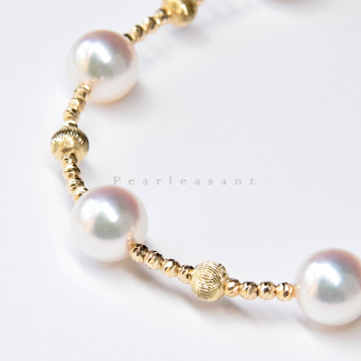 PSL Certified Tennyo Necklace Detached 7.5-8.0mm White Akoya Pearls Station Bracelet