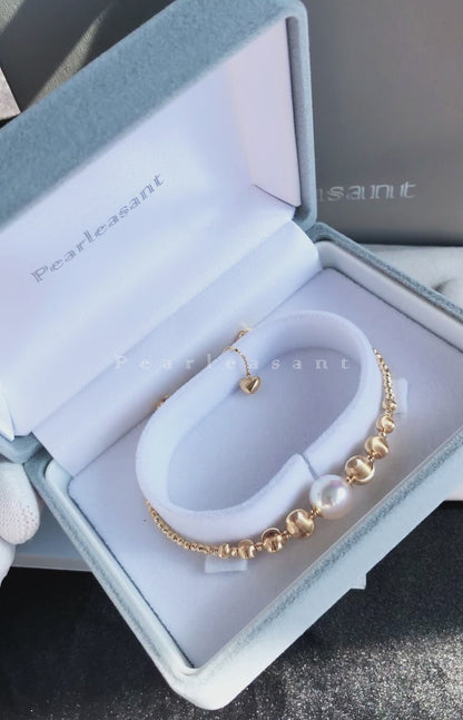 Hanadama Grade 9.0-9.5mm White Akoya Pearl Gradient Lumière Bracelet