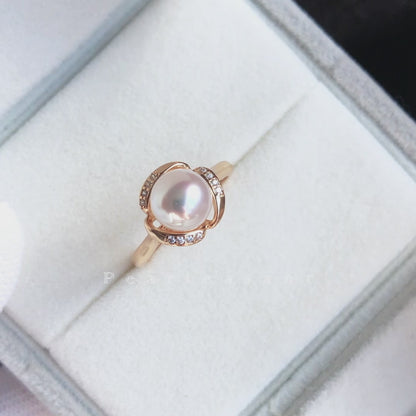 Sale Final - Boutique 7.5-8.0mm White Akoya Pearl Petal Silver Ring