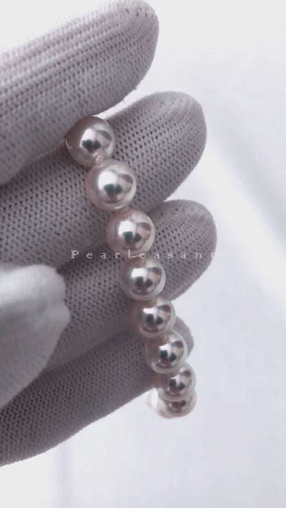 PSL Certified Tennyo Necklace Detached 7.5-8.0mm White Akoya Pearls Essential Bracelet