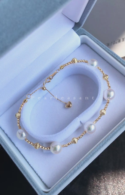 PSL Certified Tennyo Necklace Detached 7.5-8.0mm White Akoya Pearls Station Bracelet